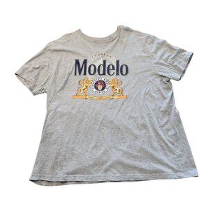 Modelo Beer T-Shirt Modelo Cerveceria Gray Graphic Print Mens Size XXL 2XL EUC